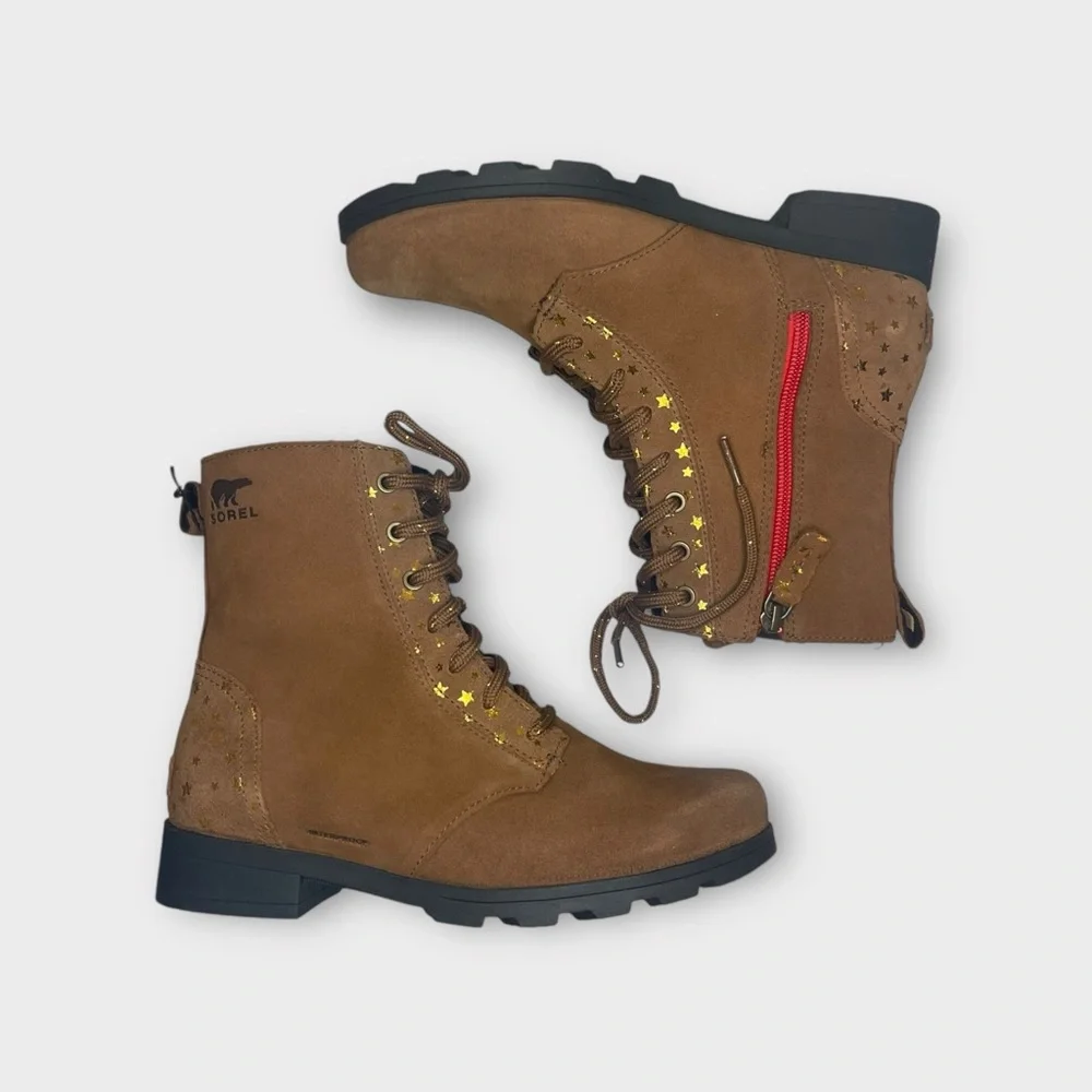 Sorel Emelie Suede Gold Star Pattern Waterproof Boots
